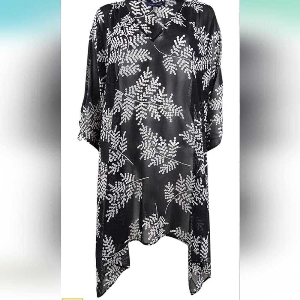 Tommy Hilfiger Black & White Floral Cover-Up Sz L/XL #915